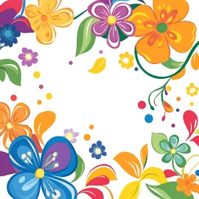 Vibrant Floral Pattern with Various Flowers and Leaves