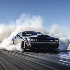 Black Muscle Car Burnout