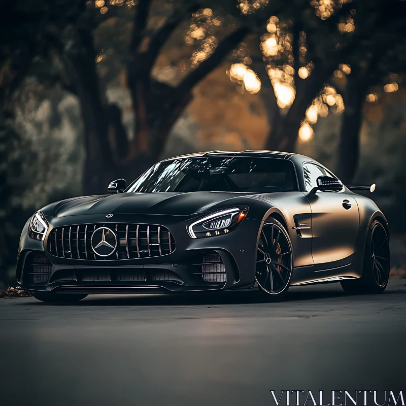 Luxury Black Mercedes Sports Car Amidst Nature Luxury Black Mercedes Sports Car Amidst Nature