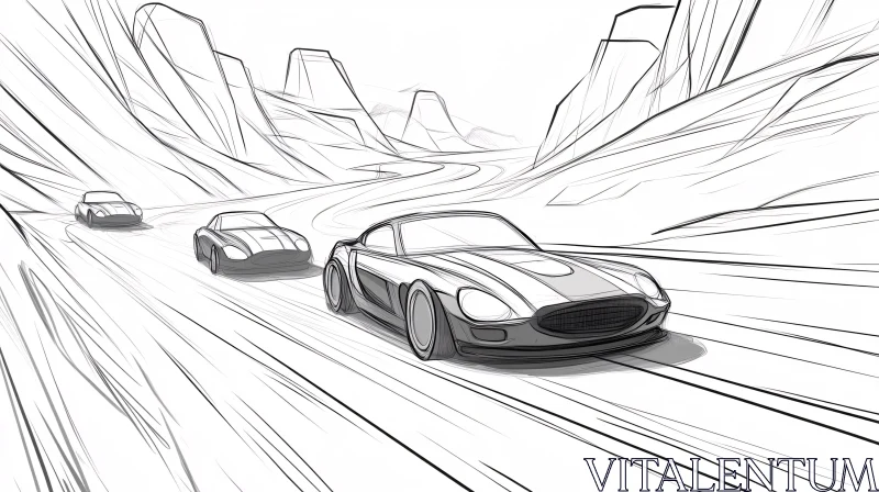 Mountain Road Car Race Sketch