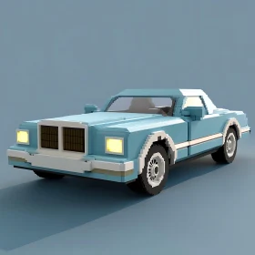 Vintage Pixel Art Blue Car