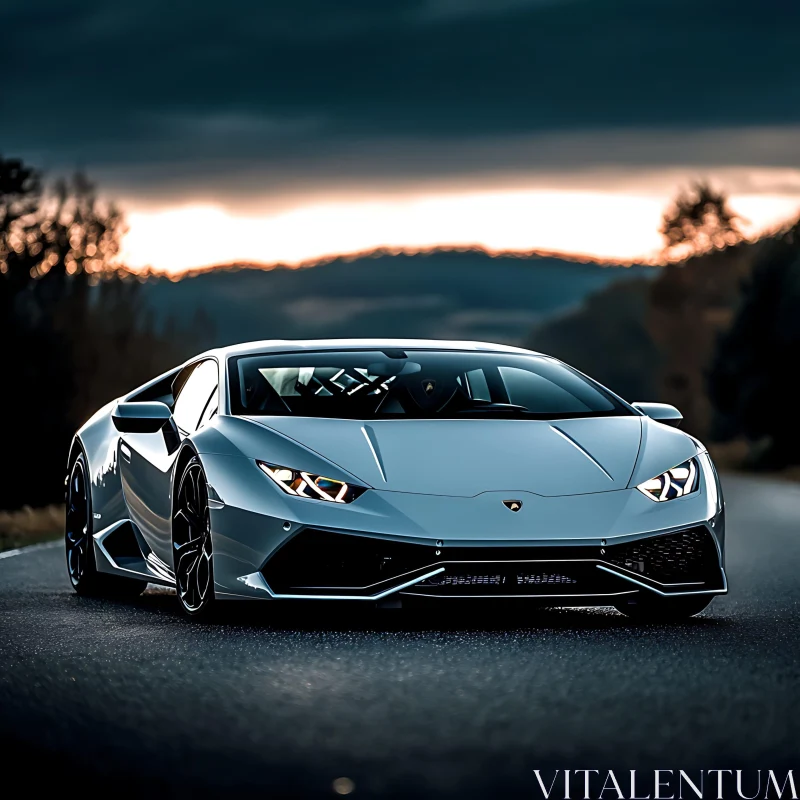 Luxury Sports Car in Scenic Sunset