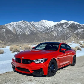 Sporty Red Car in a Natural Setting