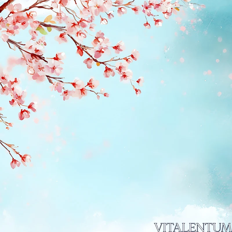 Serene Sky and Delicate Cherry Blossoms Serene Sky and Delicate Cherry Blossoms