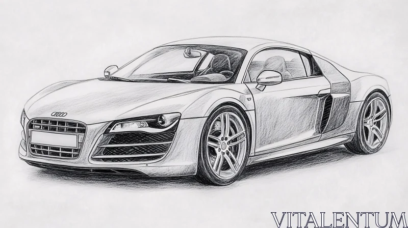 Pencil Drawing of a Sleek Sports Car Pencil Drawing of a Sleek Sports Car