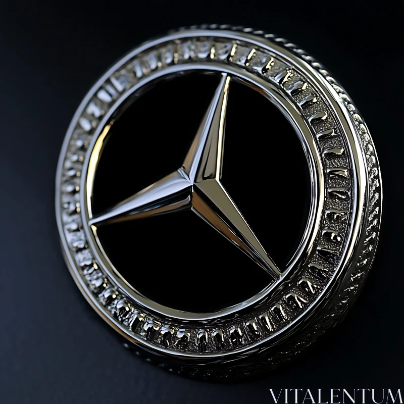 Close-Up of Polished Automotive Logo AI Image