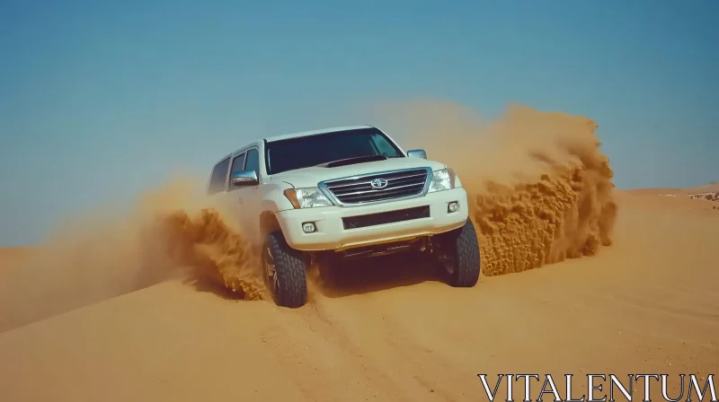 Desert Off-Roading with a White SUV AI Image