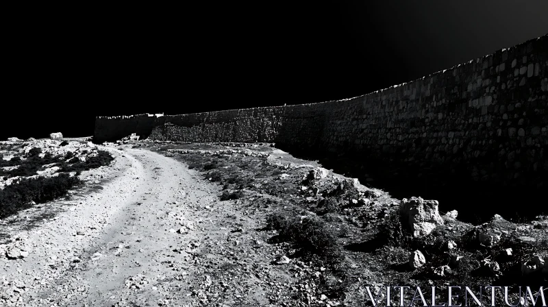 Rugged Path by the Ancient Wall AI Image