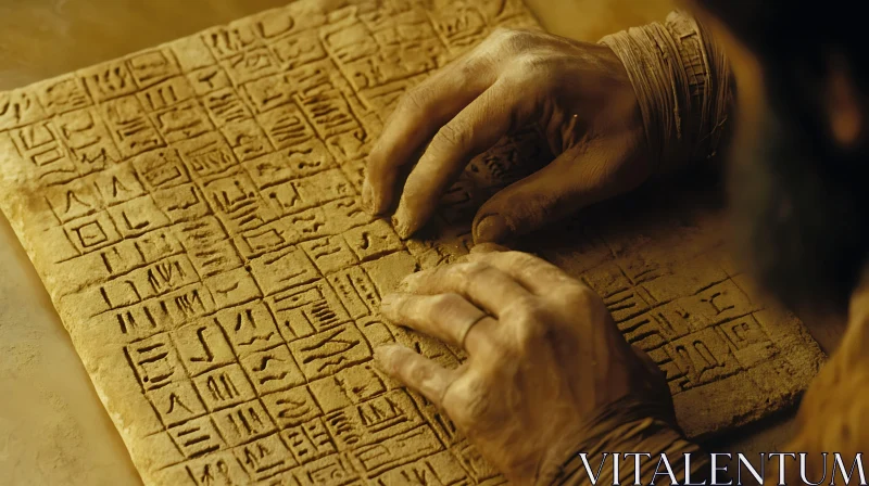 Cuneiform Script on Ancient Tablet AI Image