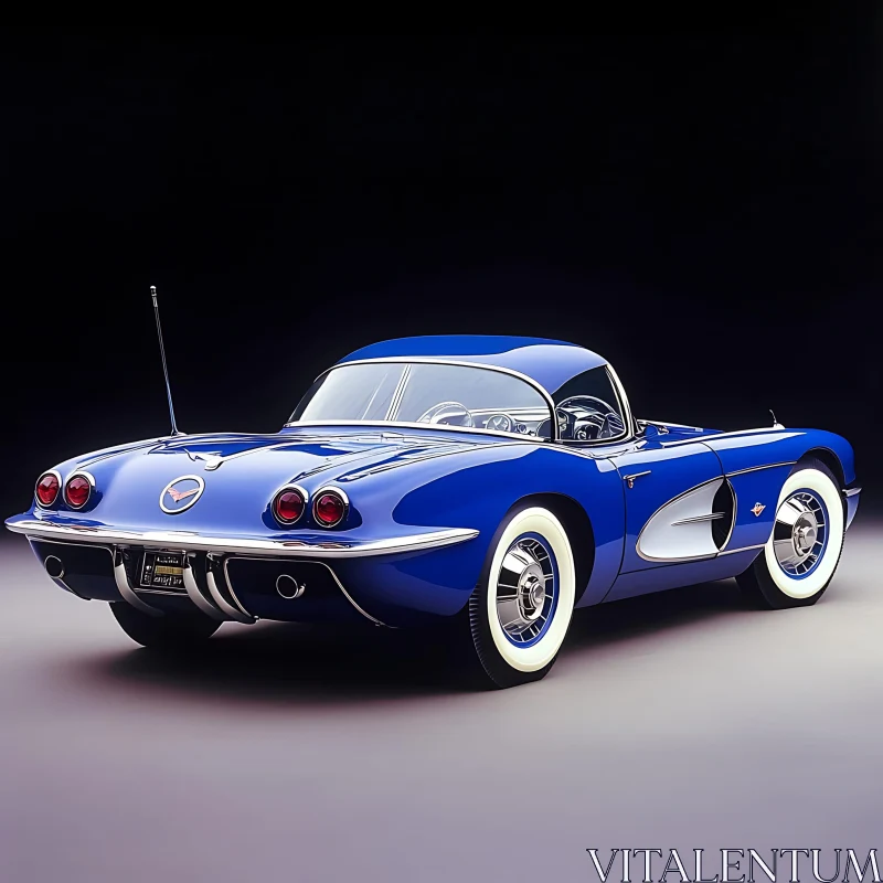 Classic Blue Car with Elegant Retro Design AI Image