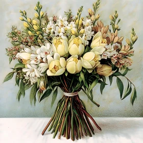 Charming Yellow and White Floral Bouquet with Greenery