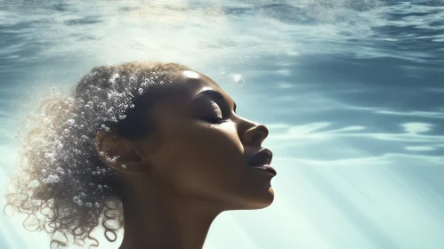 Captivating Art: Black Woman Floating Over Water with Photorealistic Details