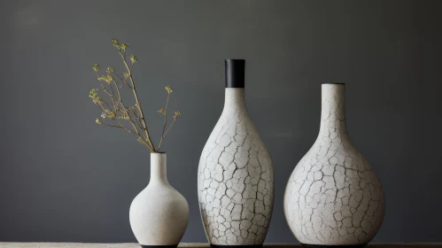 Cracked Ceramic Vases in Minimalistic Style