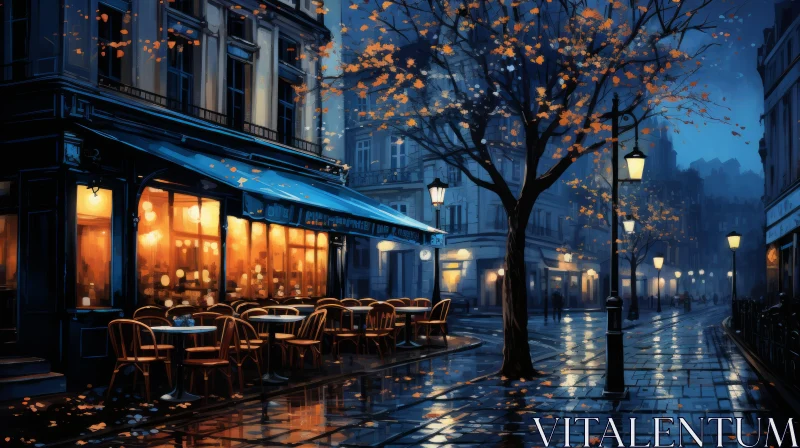 Romantic Street Decor in Dark Cyan and Blue Hues AI Image