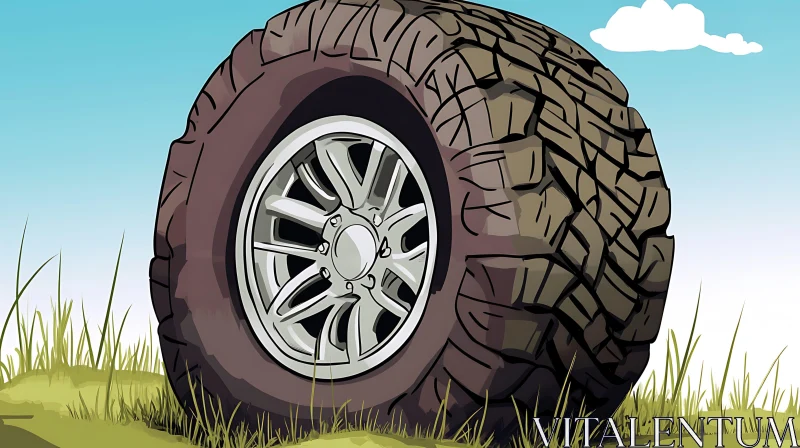 Off-Road Tire in a Natural Setting AI Image