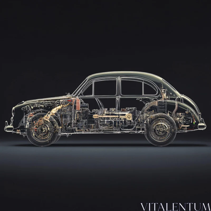 X-Ray View of a Vintage Automobile AI Image