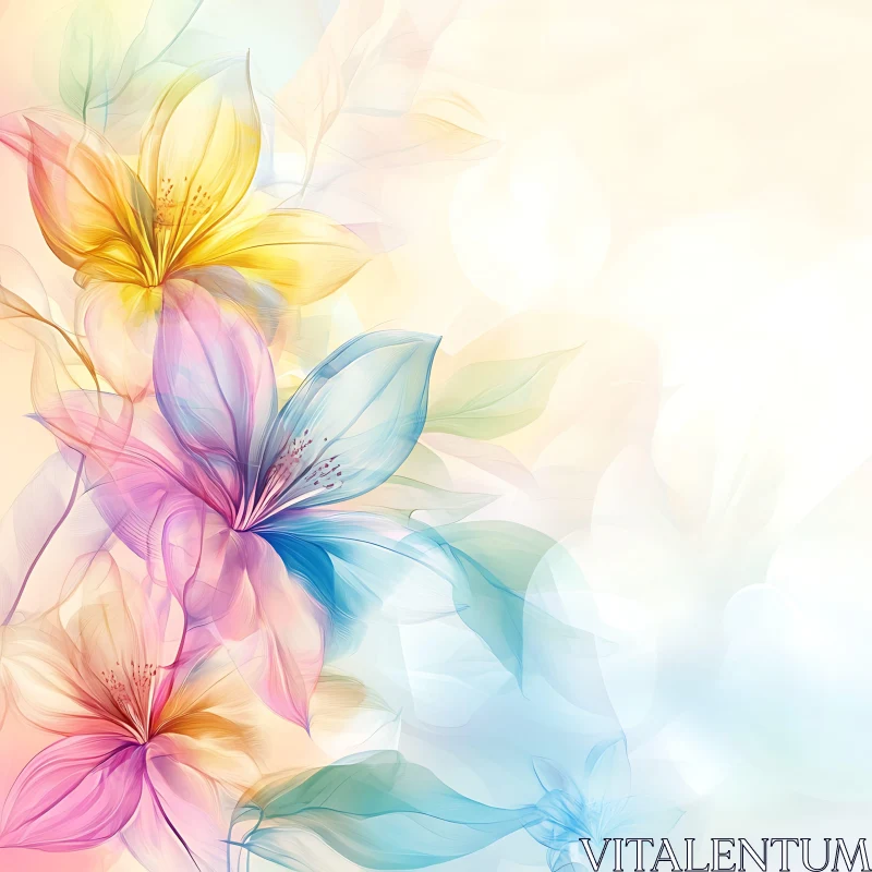 AI ART Ethereal Pastel Lily Petals Art