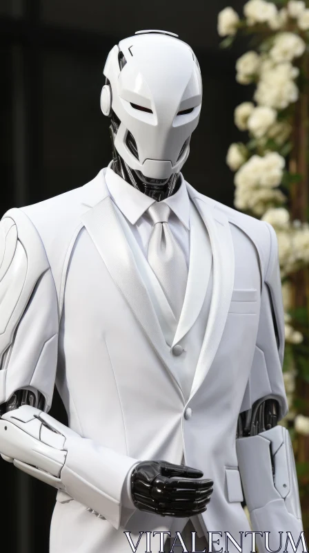 Sophisticated Robot in Elegant Attire: A Fusion of Future and Fashion AI Image