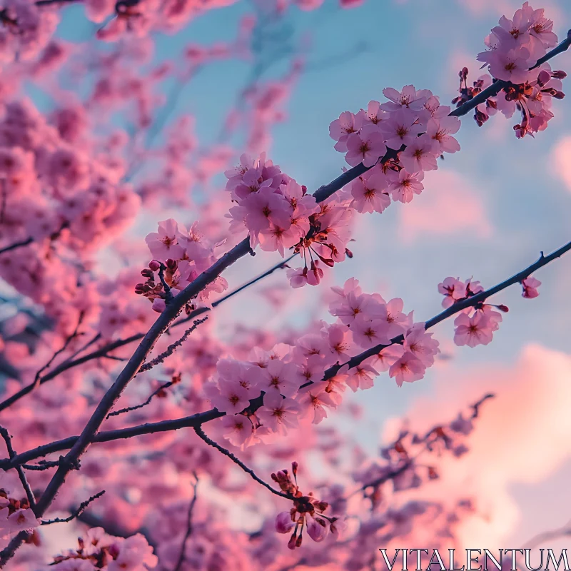 AI ART Cherry Blossoms Against a Pastel Sky