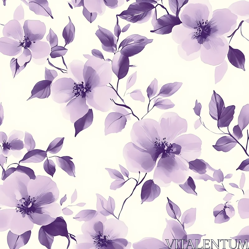 Purple Blooms Pattern Design AI Image