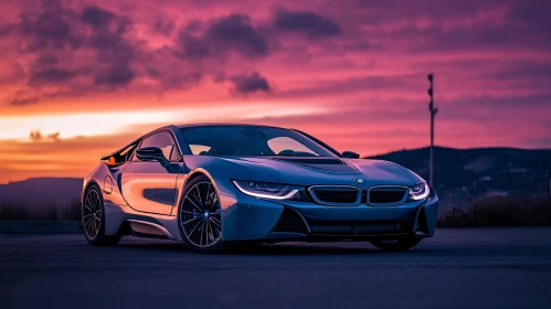 BMW Sports Car Sunset View