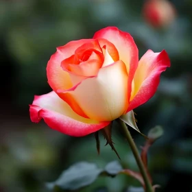 Stunning Coral Red and White Rose Flower