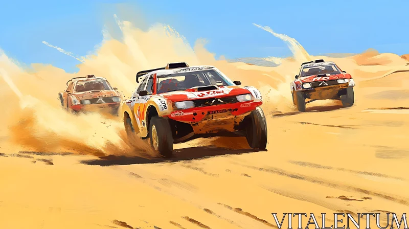 Intense Off-Road Desert Rally Competition AI Image