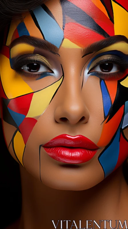 AI ART Abstract African Fashion Model Woman with Multicolored Makeup