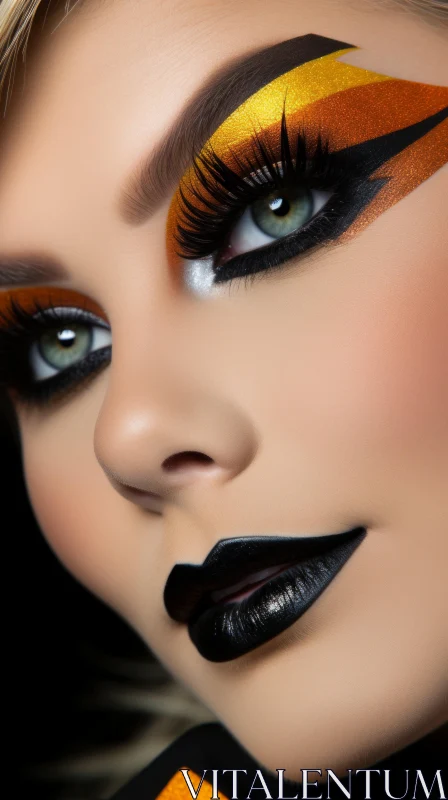 Captivating Black and Orange Eye Makeup | Decadent Graphic Design AI Image