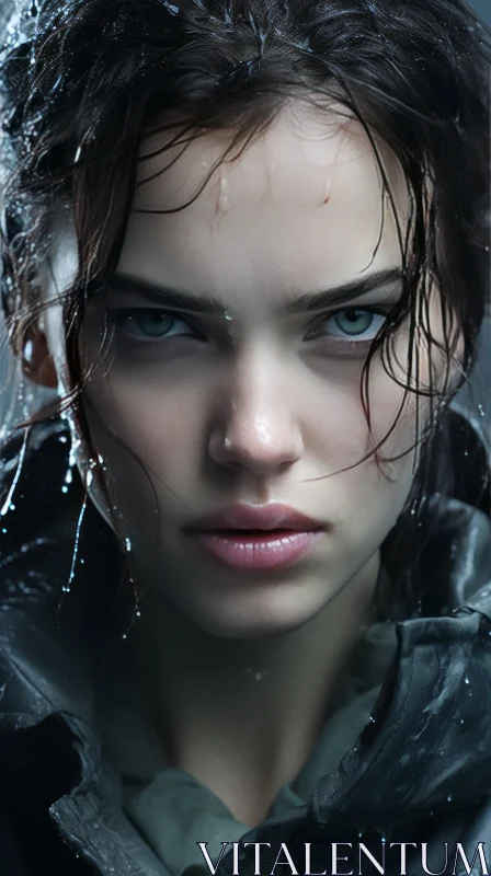 Captivating Hyper-Realistic Portrait of a Woman with Water AI Image