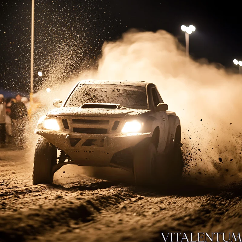 Night-time Offroad Truck Race AI Image