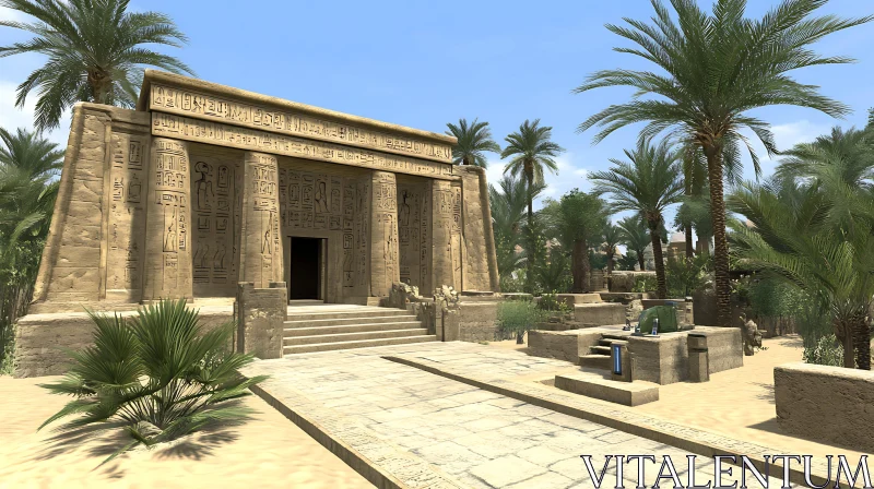 Egyptian Temple Architecture in Desert Landscape AI Image