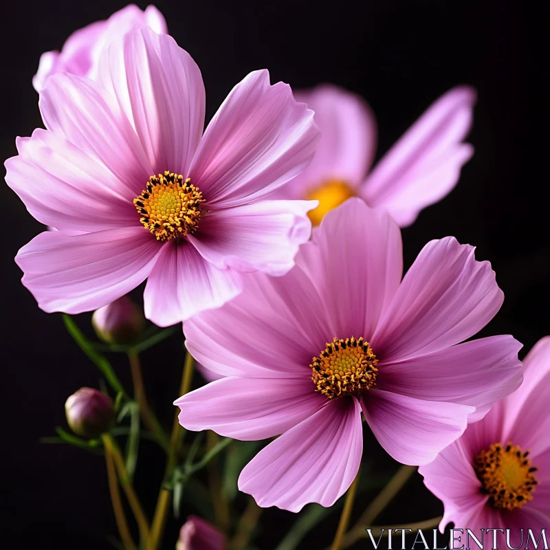 Exquisite Pink Blossoms with Vivid Yellow Centers AI Image