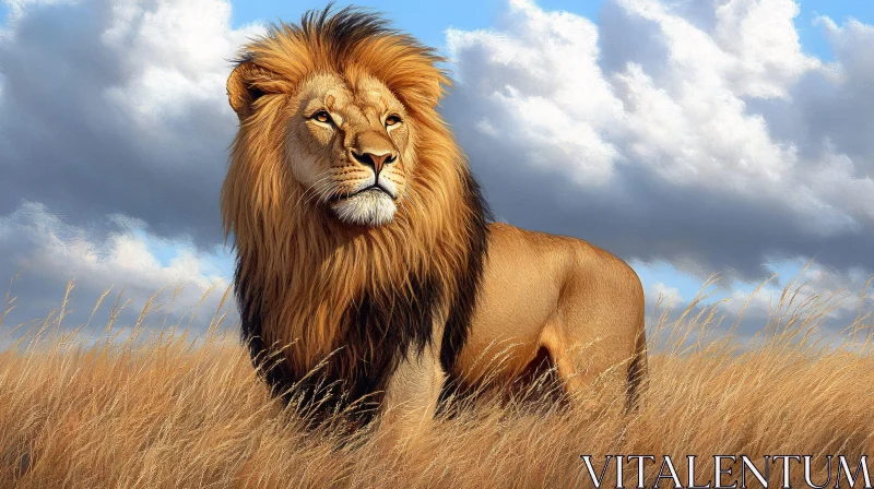 Regal Lion with Flowing Mane AI Image