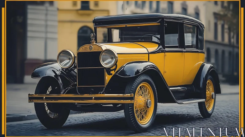 Classic Yellow Car with Black Accents AI Image