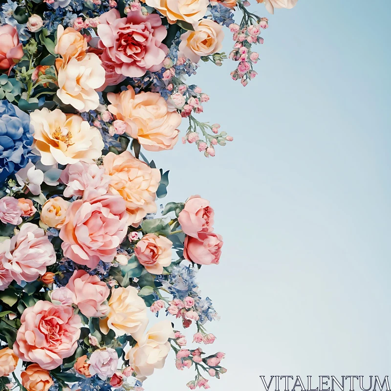 Sophisticated Bouquet of Pastel Roses AI Image