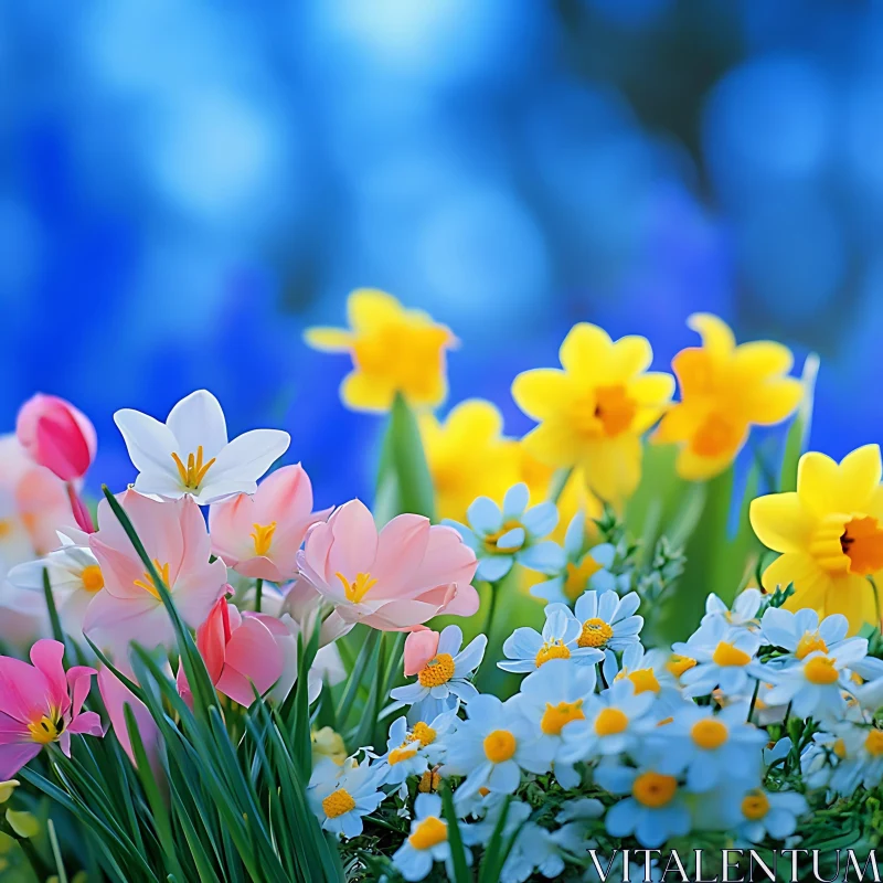 AI ART Colorful Spring Flower Arrangement