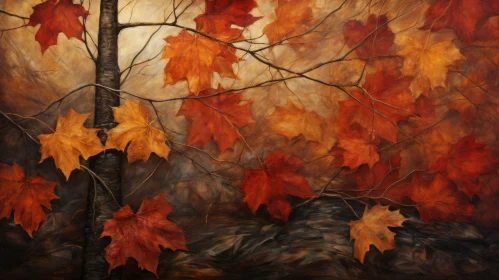 Autumn Maples - Contemporary Fresco Artwork
