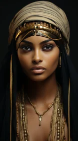Captivating Egyptian Art: Young Woman in Traditional Costume
