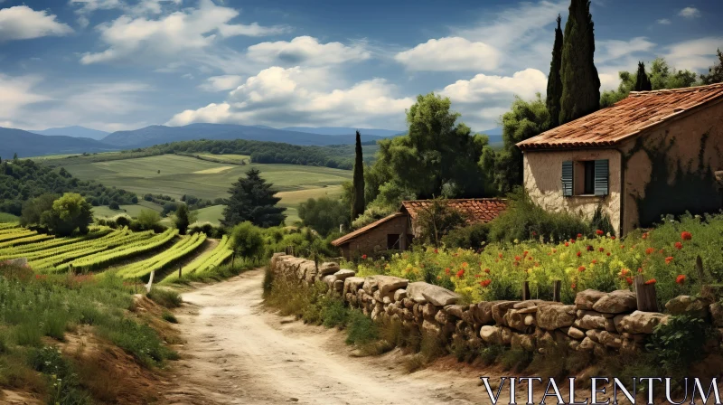 Captivating Italian Countryside Landscape Painting AI Image
