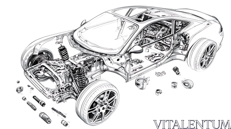 AI ART Car Blueprint Exploded View