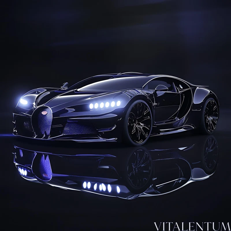 Modern Aerodynamic Black Sports Car AI Image