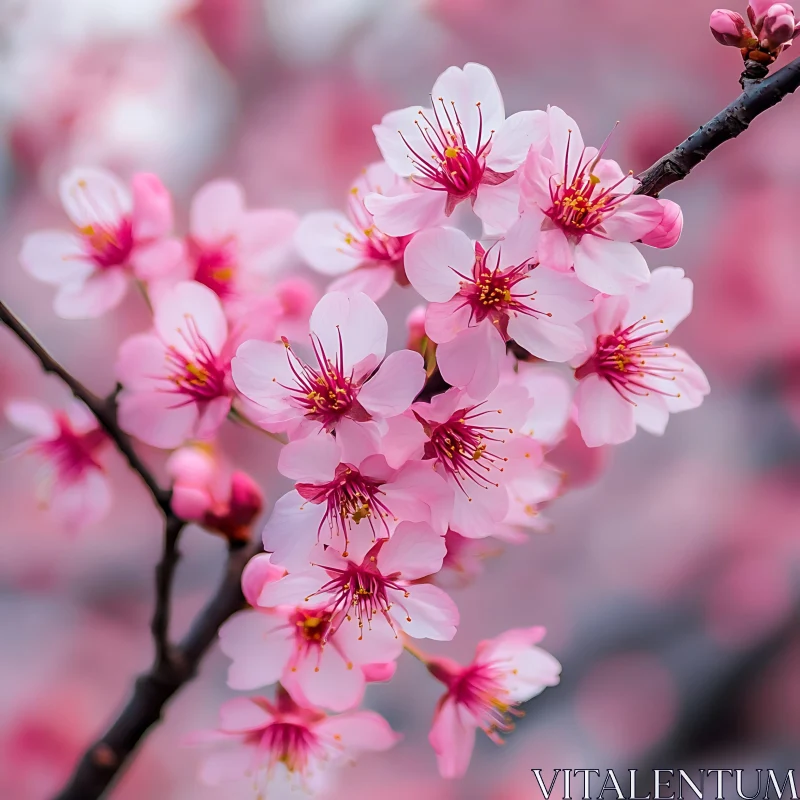 Detailed Pink Cherry Blossoms AI Image