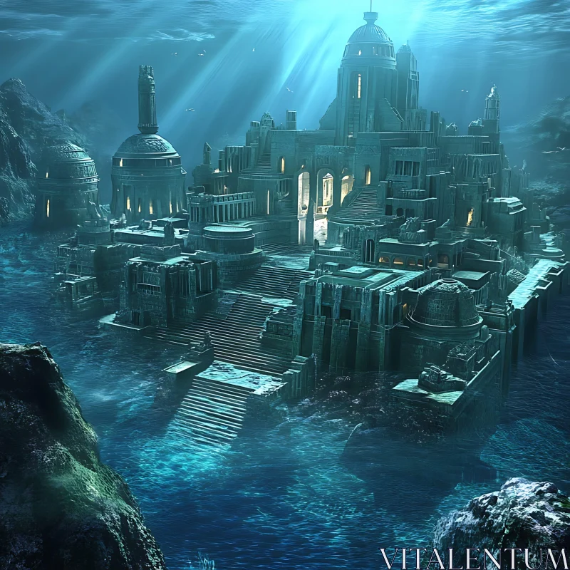 Enigmatic Submerged Ancient City AI Image