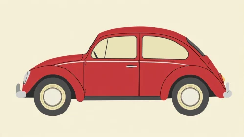 Retro Red Car Artwork