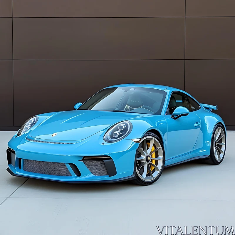 Blue Porsche with Bold Design AI Image