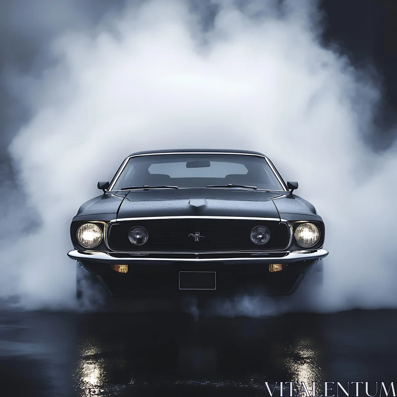 Vintage Car Shrouded in Mist AI Image