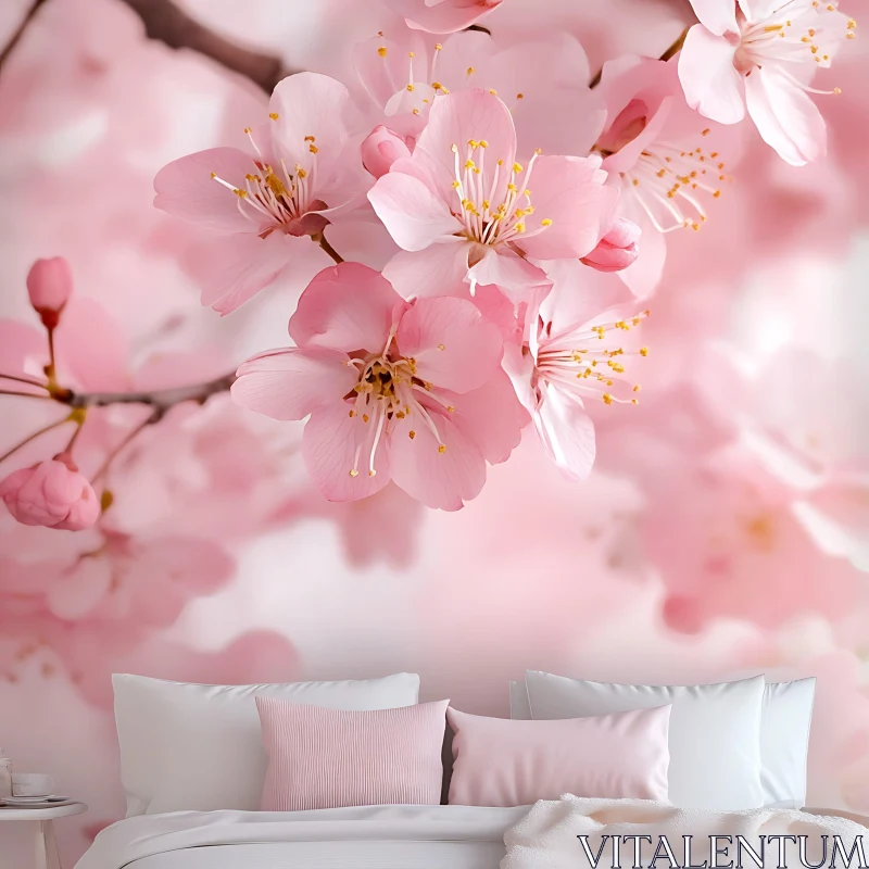 Cherry Blossom Floral Arrangement AI Image