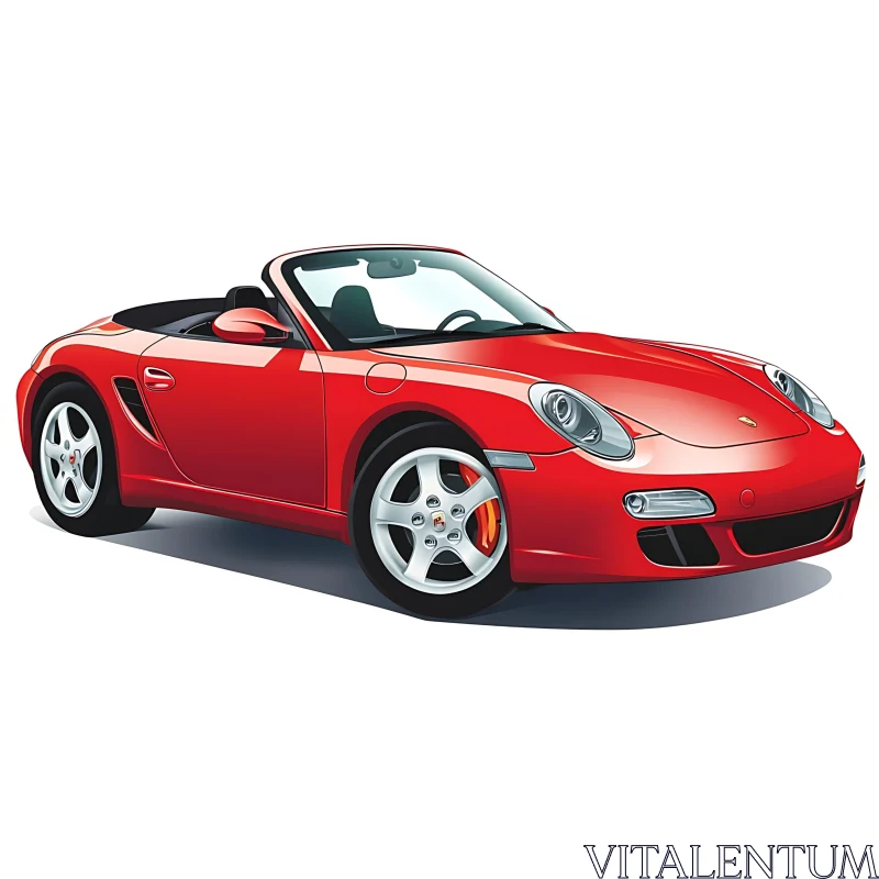 Sleek Red Convertible Car Illustration AI Image