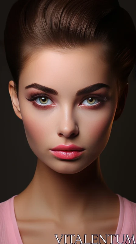 Captivating 3D Beauty Model with Dark Pink and Light Amber Tones AI Image